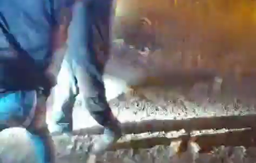 Thumbnail preview image for the video titled: Dozens of settlers trying to tear down fences and break into Palestinian homes in Dar Faza'a