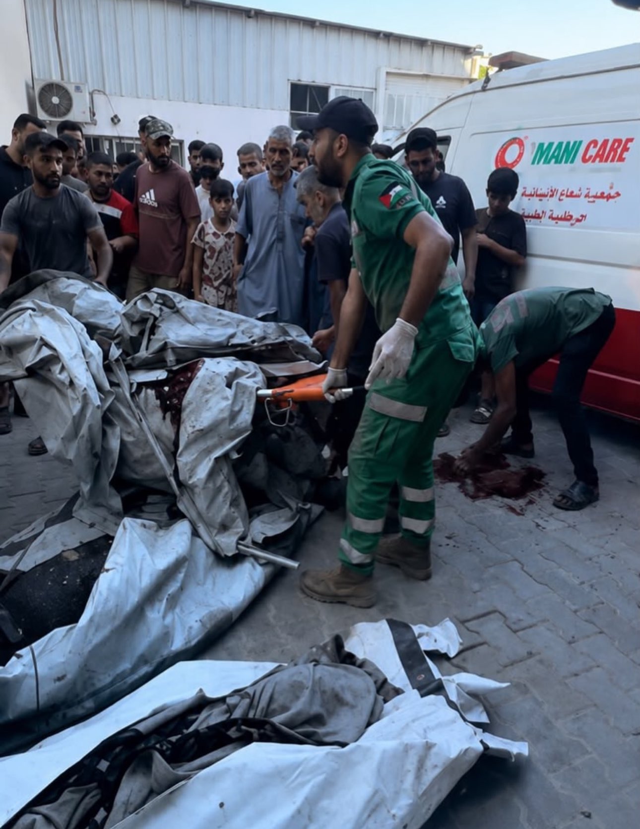 Thumbnail preview image for the video titled: Bodies of killed Palestinians pile up after Israel bombed a Gaza Port cafe