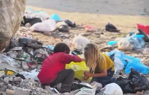 Thumbnail preview image for the video titled: Children in Gaza go through garbage amid continuous Israeli restriction of aid entry
