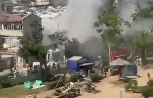 Thumbnail preview image for the video titled: The moment Israeli bombed Police HQ in Gaza City