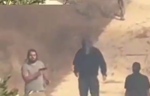 Thumbnail preview image for the video titled: Settlers from « Ouz Zion » and « Guivat Assaf » set fire to Palestinian field in Burqa under Israeli soldiers protection