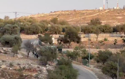 Thumbnail preview image for the video titled: Armed Israeli settler terrorists are attacking the village of Burqa
