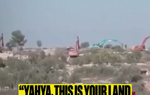 Thumbnail preview image for the video titled: Journalist learns on air Israel is bulldozing his land in the West Bank