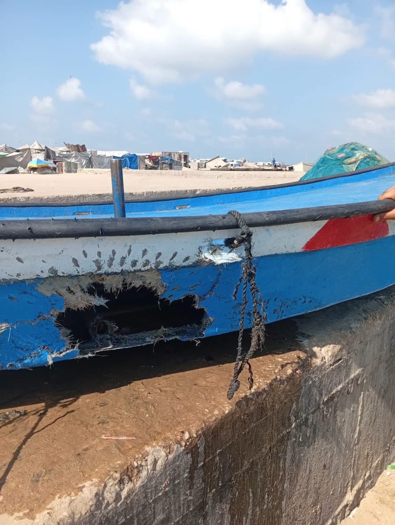Thumbnail preview image for the video titled: Fishing boat shelled by Israeli naval forces in Gaza