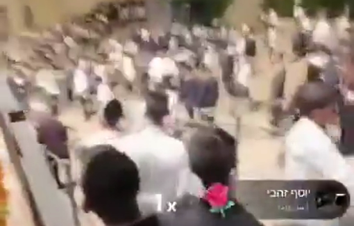 Thumbnail preview image for the video titled: Jews kick elderly Palestinian headed for dawn prayer at Al-Aqsa Mosque
