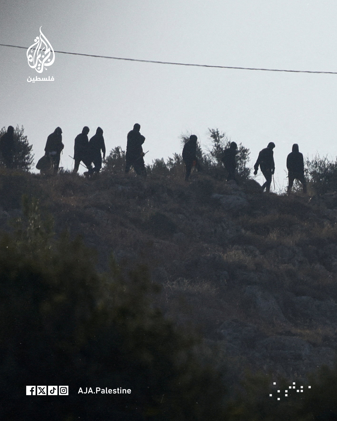 Thumbnail preview image for the video titled: Settler attack on farmers in the town of Beita, south of Nablus, as they harvest olives in the Qamas area