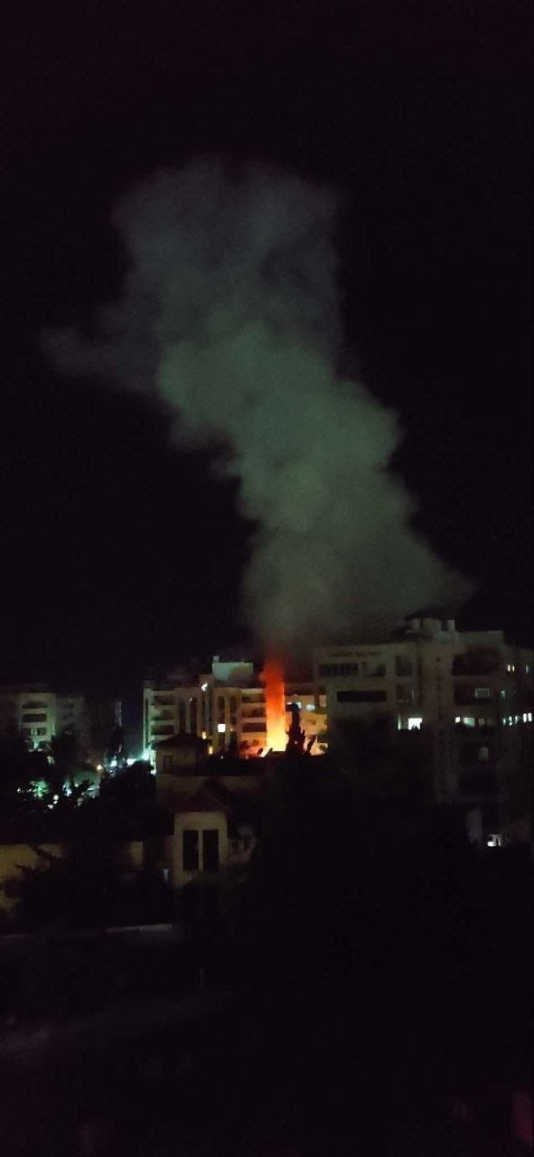 Thumbnail preview image for the video titled: Fire breaks out after Israel bombed a residential building in western Gaza City