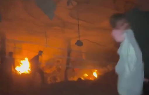 Thumbnail preview image for the video titled: Baby rescued from apartment on fire after Israeli bombed while people were asleep