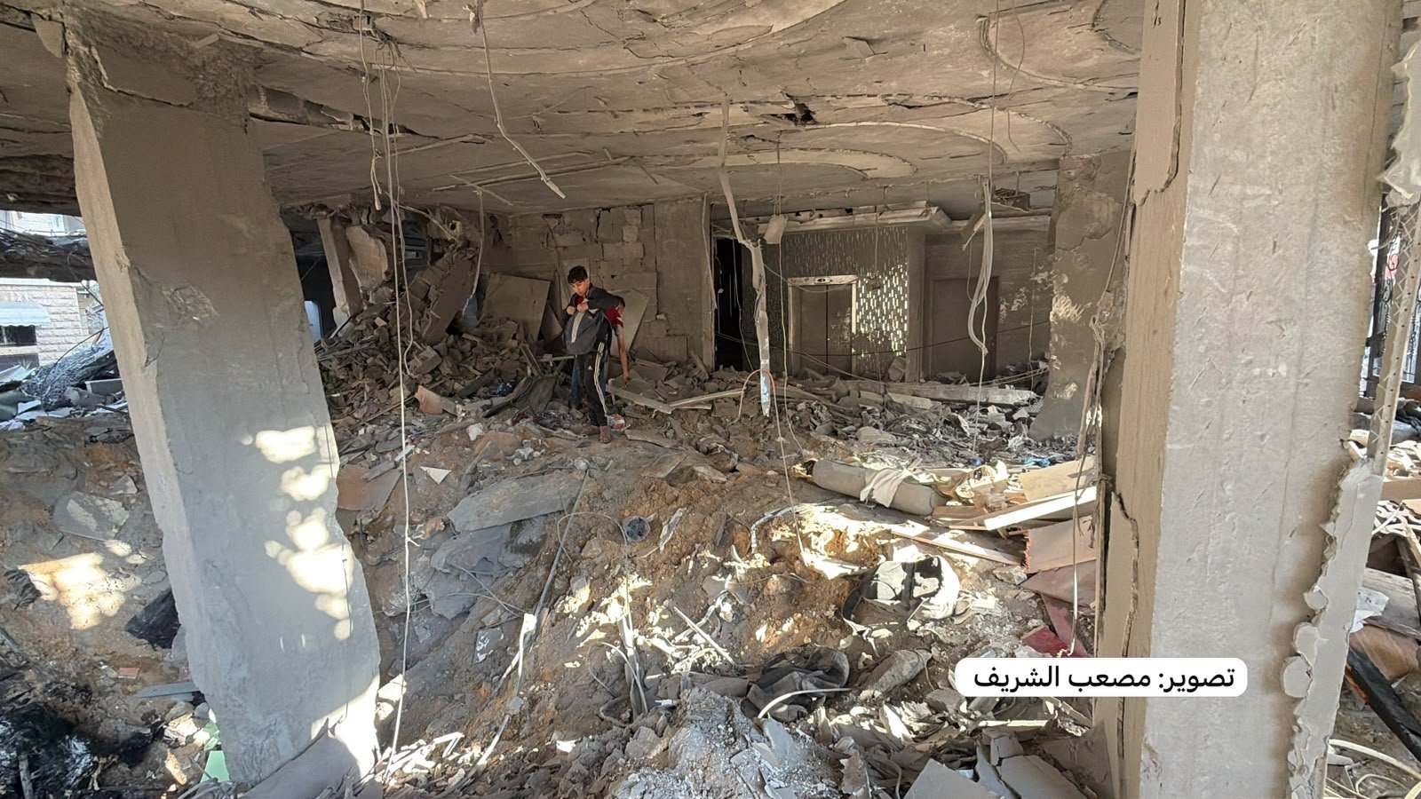 Thumbnail preview image for the video titled: Extensive destruction of residential building bombed by Israel in western Gaza City
