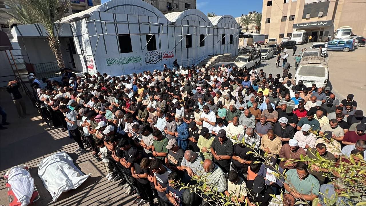 Thumbnail preview image for the video titled: Funeral prayer for police lieutenant killed by Israel in the "safe zone"