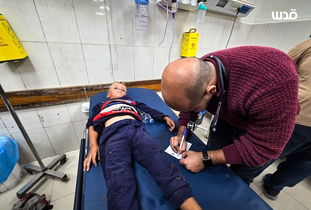 Thumbnail preview image for the video titled: Children injured in Israeli drone strike in Al-Mawasi