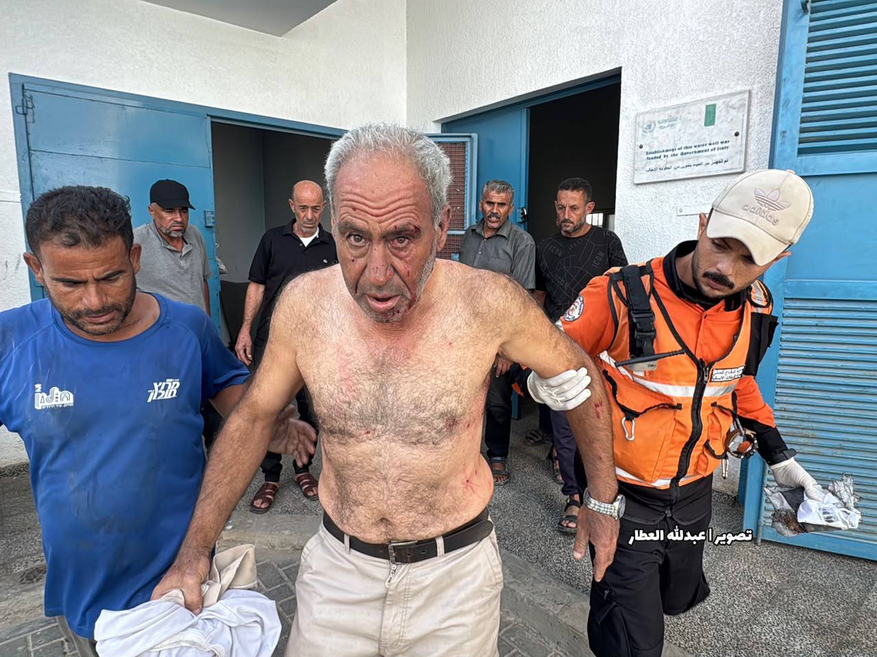 Thumbnail preview image for the video titled: Elderly UNRWA worker injured in Israeli drone strike on desalination center