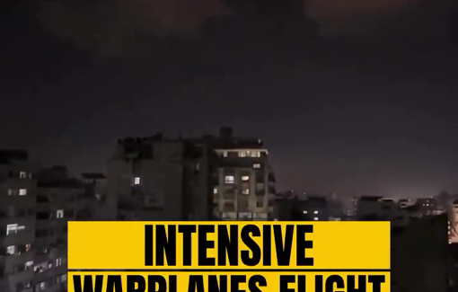 Thumbnail preview image for the video titled: Israeli fighter jets terrorize Gaza close to midnight on the eve of Oct 7