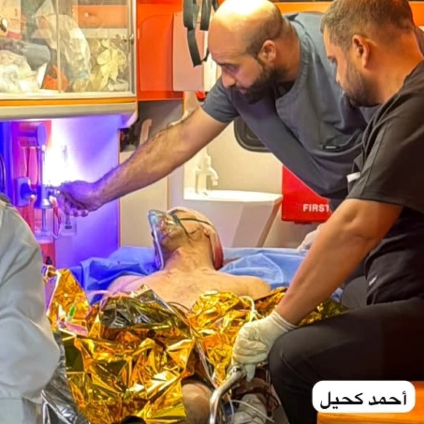 Thumbnail preview image for the video titled: Civil Defense member injured by Israeli attack during late night rescue mission