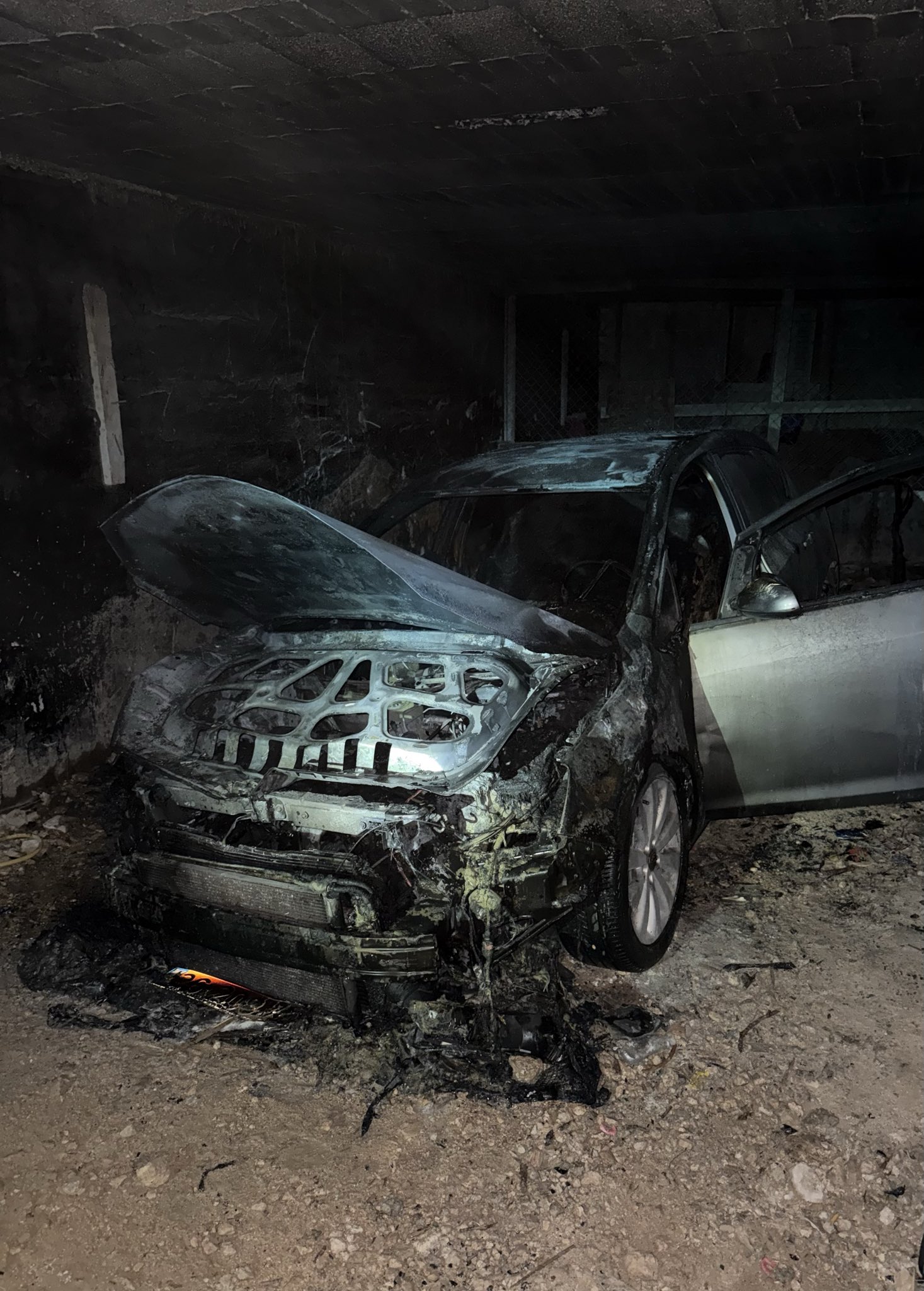 Thumbnail preview image for the video titled: A settler set fire to the_andrey_x’s car in al-Mughayyir during an overnight pogrom