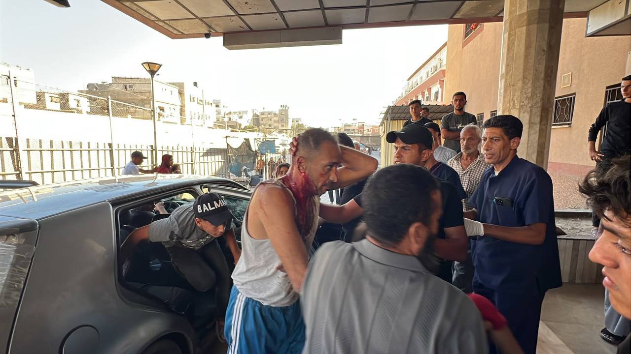 Thumbnail preview image for the video titled: Casualties brought to Nasser hospital after Israel struck a tent in Al-Mawasi