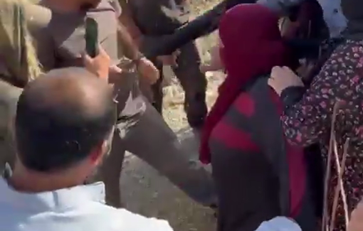 Thumbnail preview image for the video titled: Shimon Atiya assaulted the resident of Umm al-Khair, Aïkhlas Tamimi,in her own courtyard