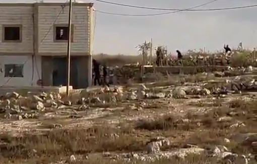 Thumbnail preview image for the video titled: Israeli settlers, backed by soldiers, have been besieging a Palestinian family in Wadi al-Rakhim