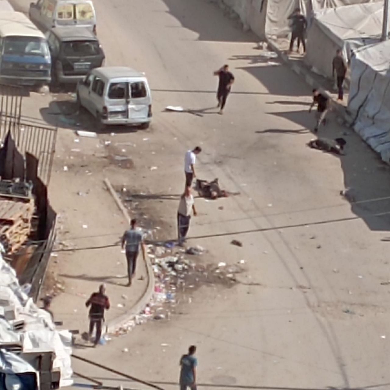 Thumbnail preview image for the video titled: Palestinians injured after Israeli drone struck them on Al-Nafaq Street