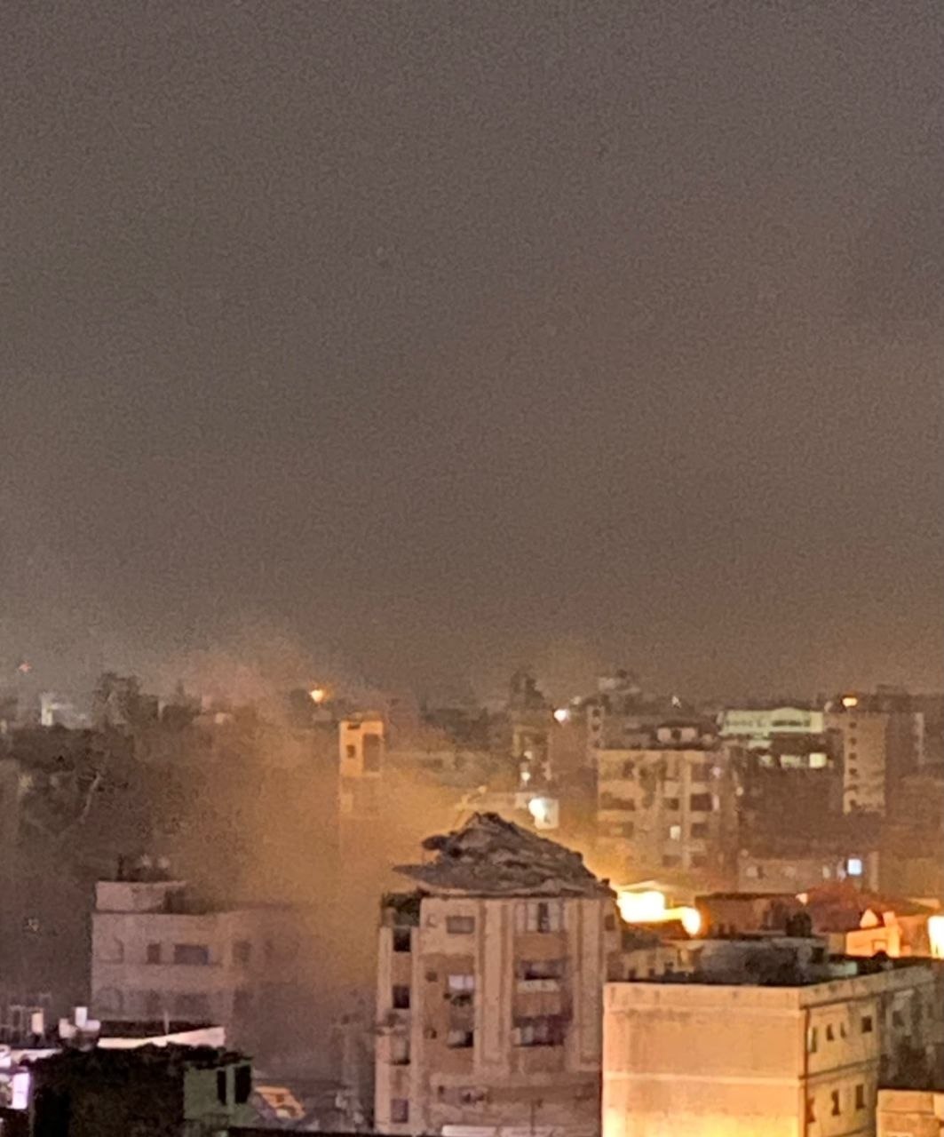 Thumbnail preview image for the video titled: Smoke rises after Israel bombed a residential block in the west of Gaza City