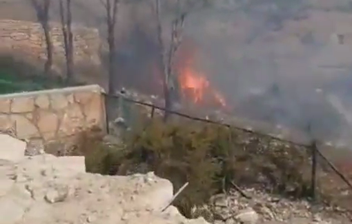 Thumbnail preview image for the video titled: Suspicious object left behind by Israeli forces exploded near farmers harvesting olives in the town of Froun, southern Lebanon, killing one person and injuring others.