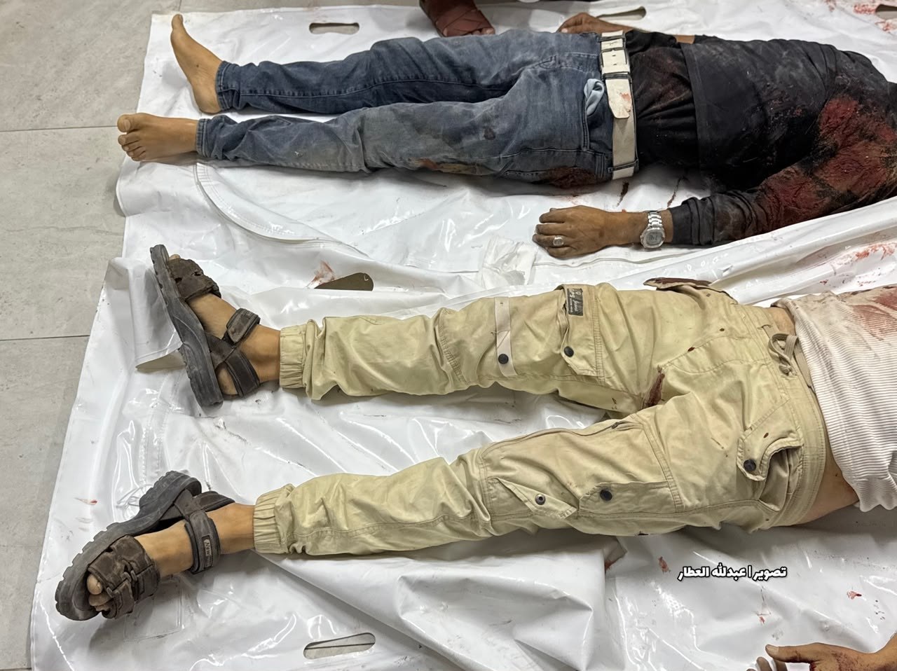 Thumbnail preview image for the video titled: Bodies of Palestinians killed in Israeli airstrike on their in Khan Younis