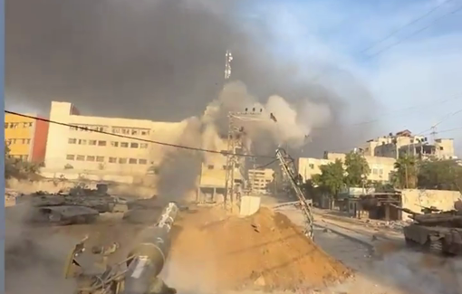 Thumbnail preview image for the video titled: Israeli entrepreneur Yohanan Galandoer posted a video on his Instagram showing himself operating a tank as it invaded residential neighborhoods in Gaza